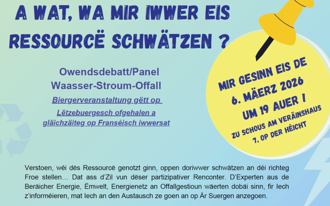 Owendsdebatt iwwer eis Ressource schwätzen