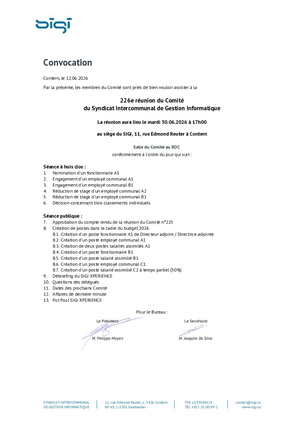 Comité 226 vum SIGI