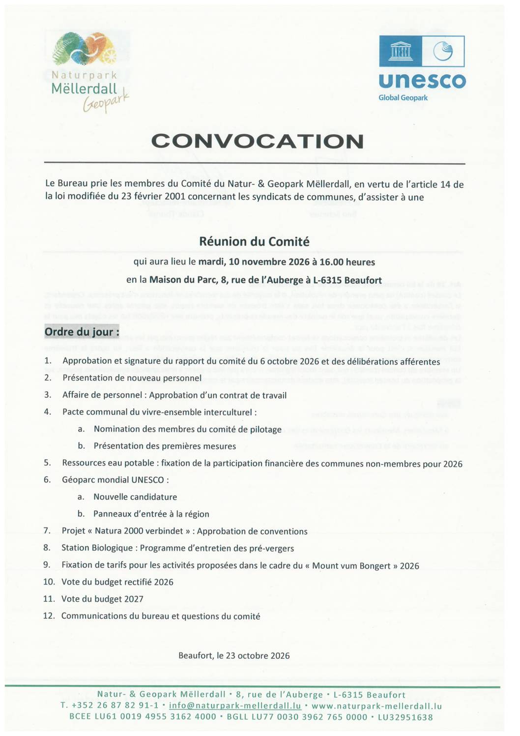 NGPM : Comitéssëtzung vum 10. November 2026